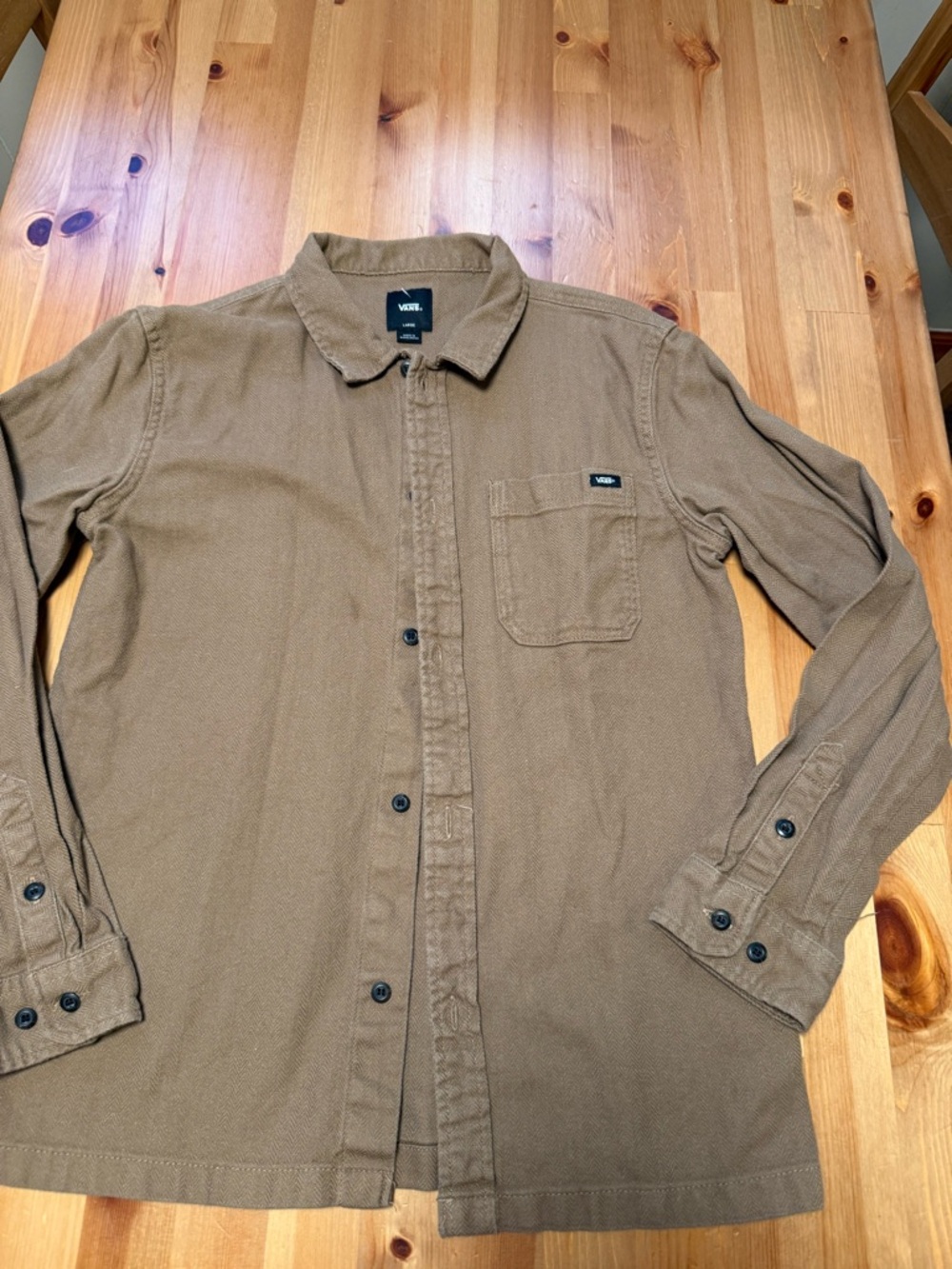 Vans boys's Tan/Brown Long-Sleeve Button-Up Shirt